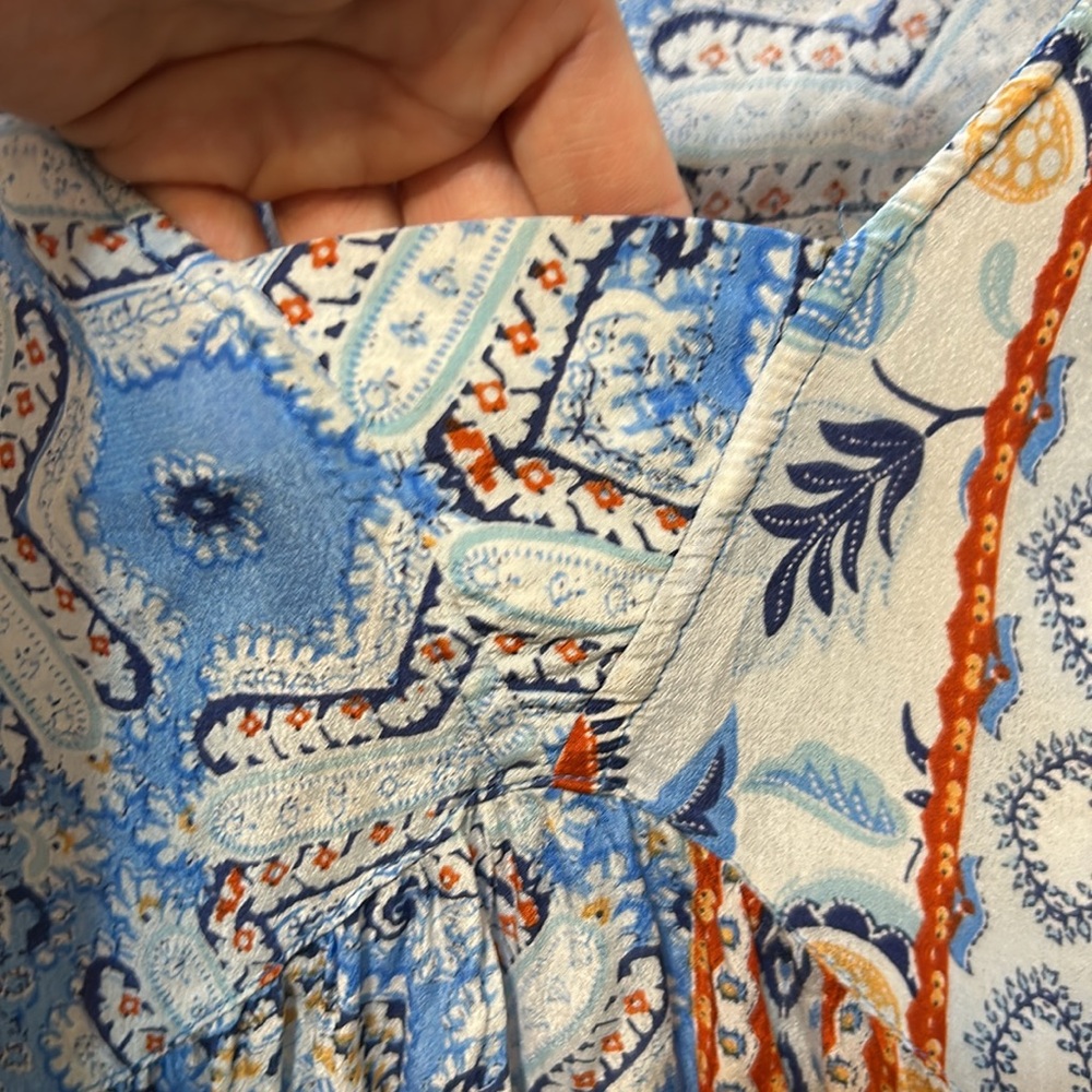 Floral Patchwork Blouse - Blue and Orange - Picture 3 of 9